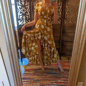 Lulu's Floral Print High-Low Wrap Dress